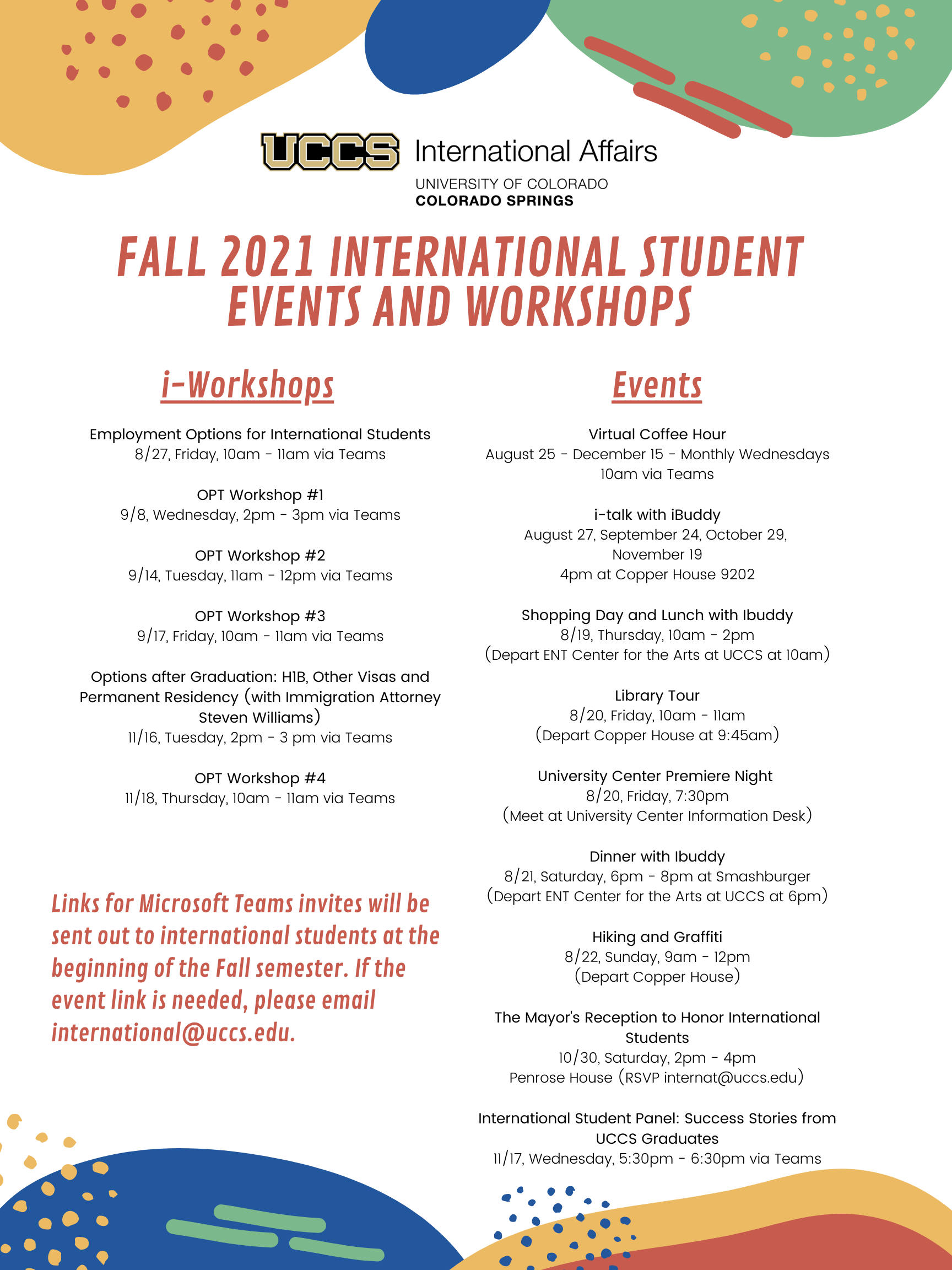 Fall 2021 Schedule